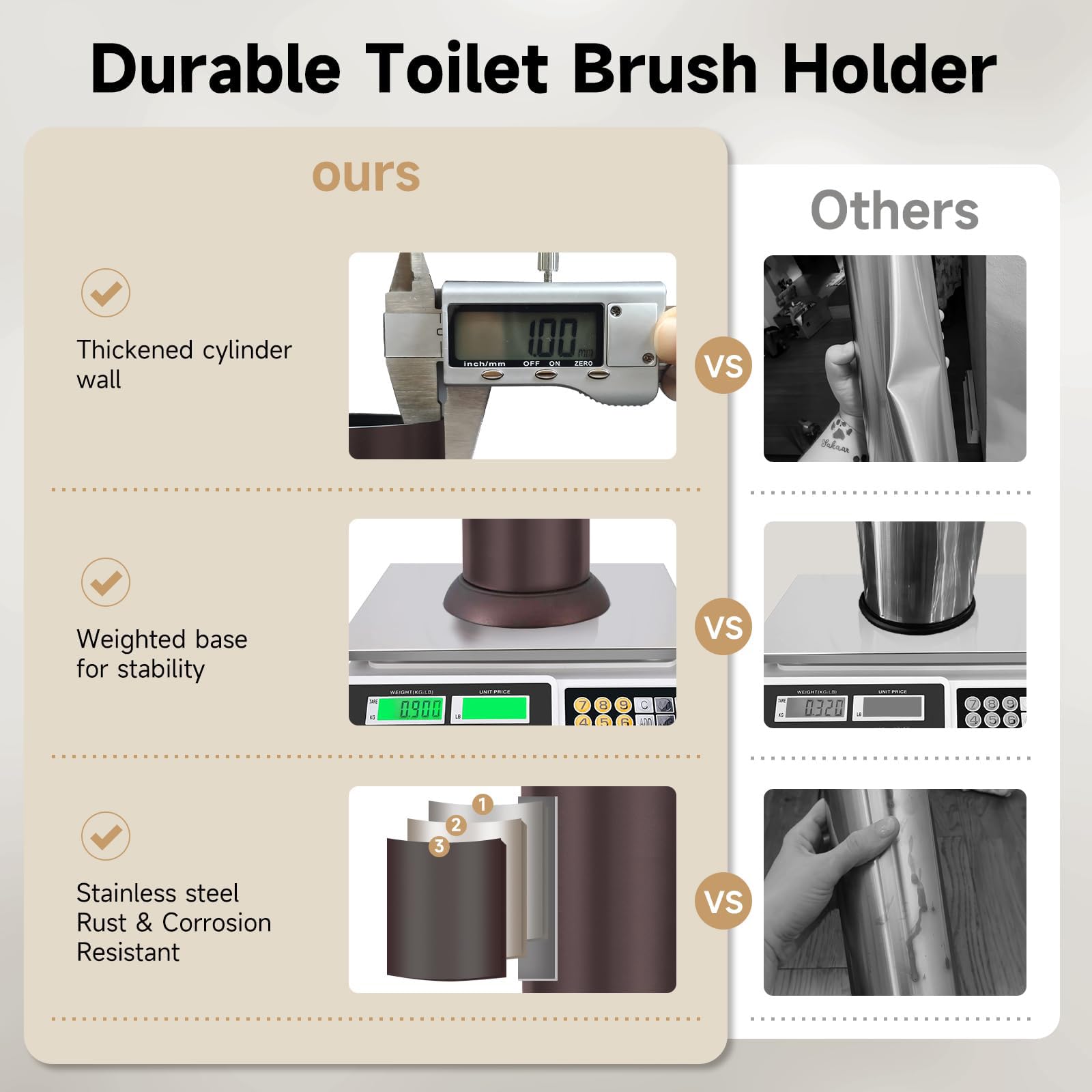 Solid UNCONSIL bronze base and metal construction ensure stable cleaning.