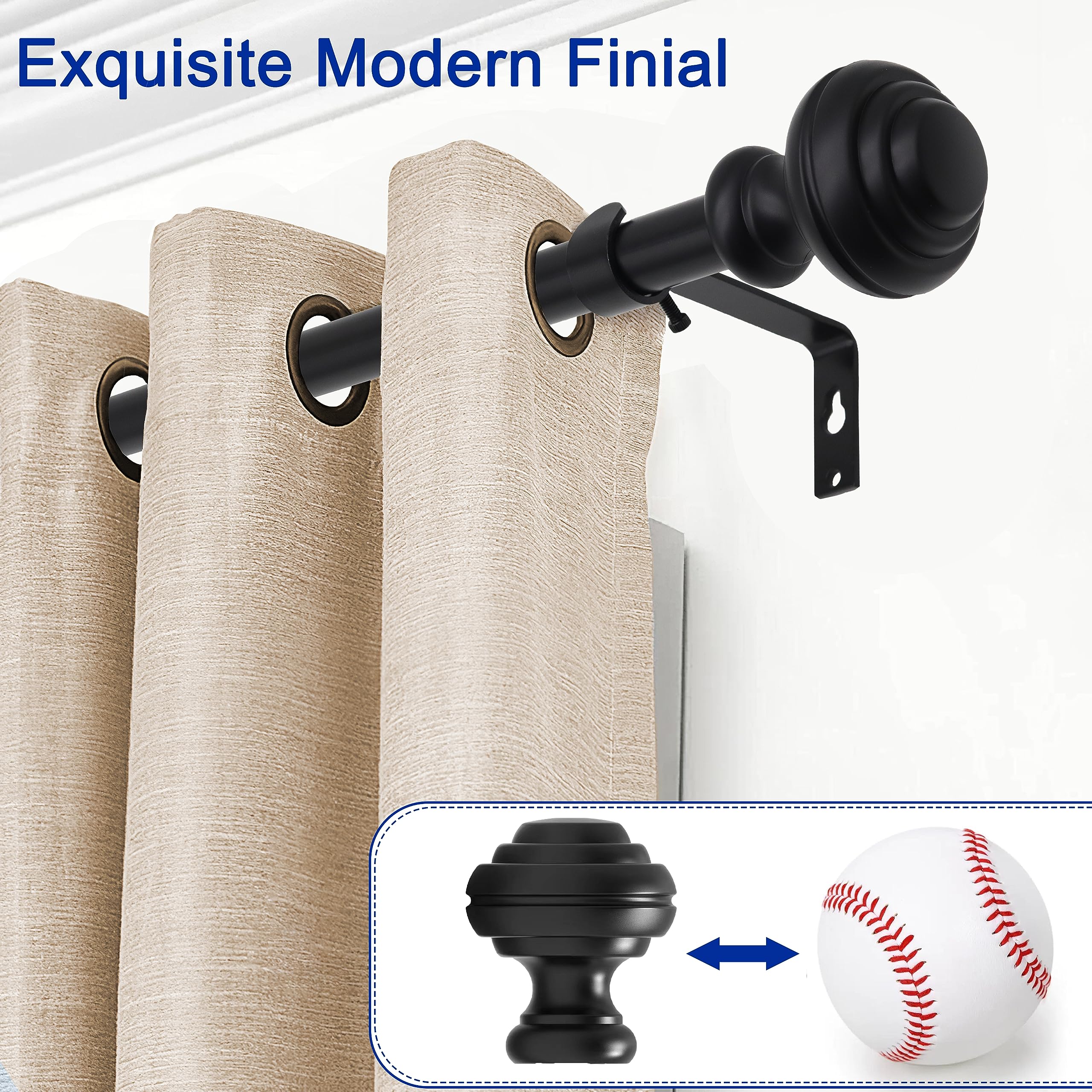 UNCONSIL curtain rod three-fourths-inch diameter provides durable, heavy-duty support.