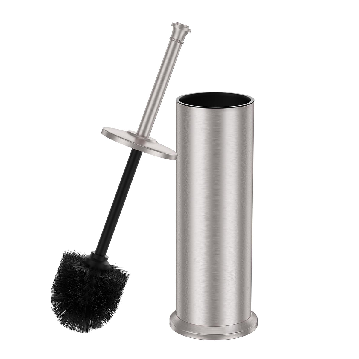 UNCONSIL stain nickel toilet brush and holder for a sleek, organized bathroom.
