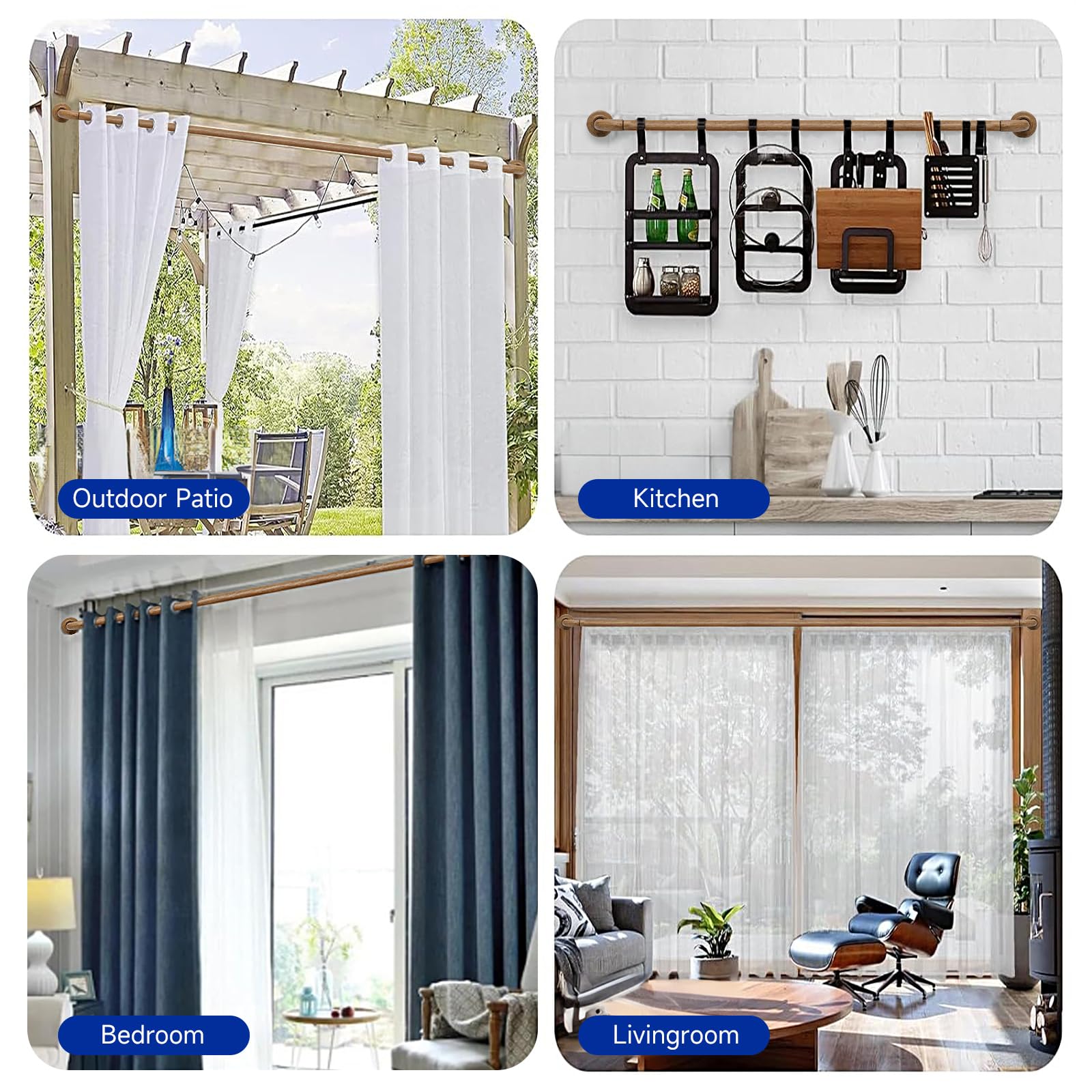 UNCONSIL wood curtain rod pairs with a variety of fabrics and styles.