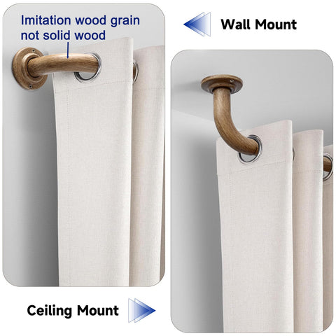 UNCONSIL wood grain wrap-around curtain rod for enhanced privacy.