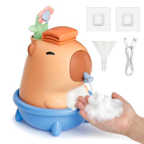 UNEEDE Capybara hand soap dispenser front view with touchless pour for hygienic hands.