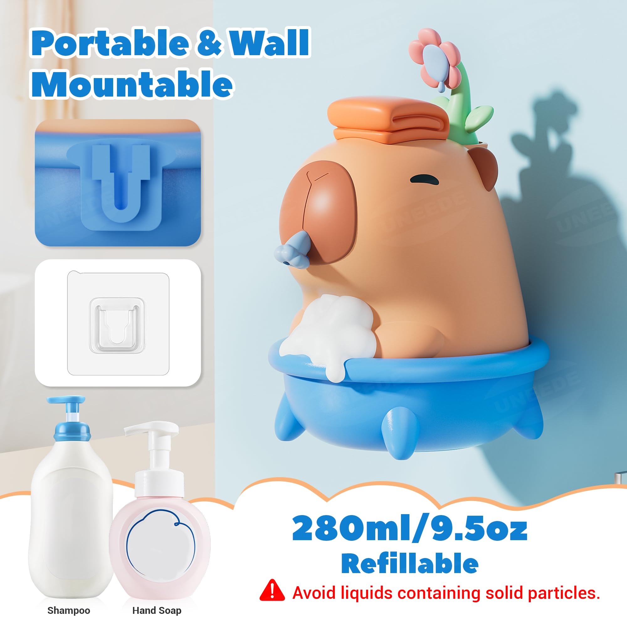 UNEEDE Capybara USB charging port enables cordless placement and easy recharging.