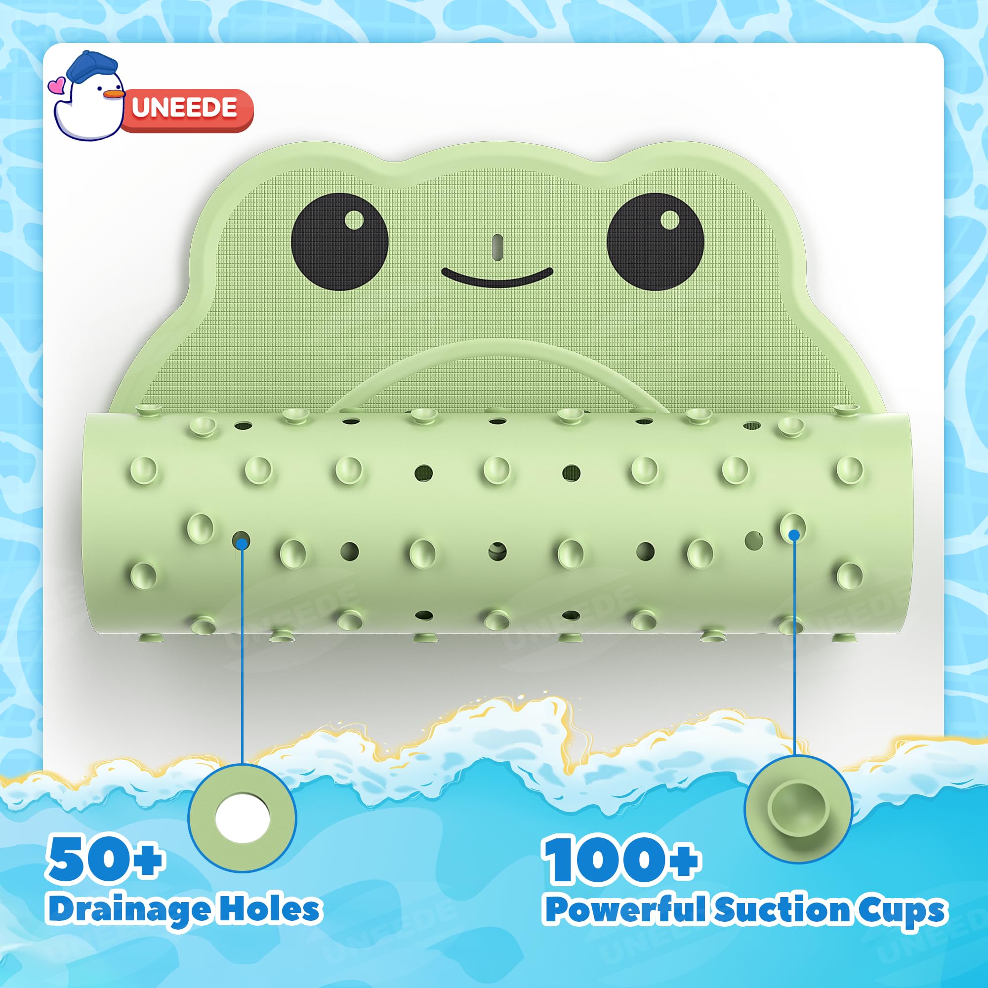 UNEEDE Bathtub Mat with frog design, a playful bath companion