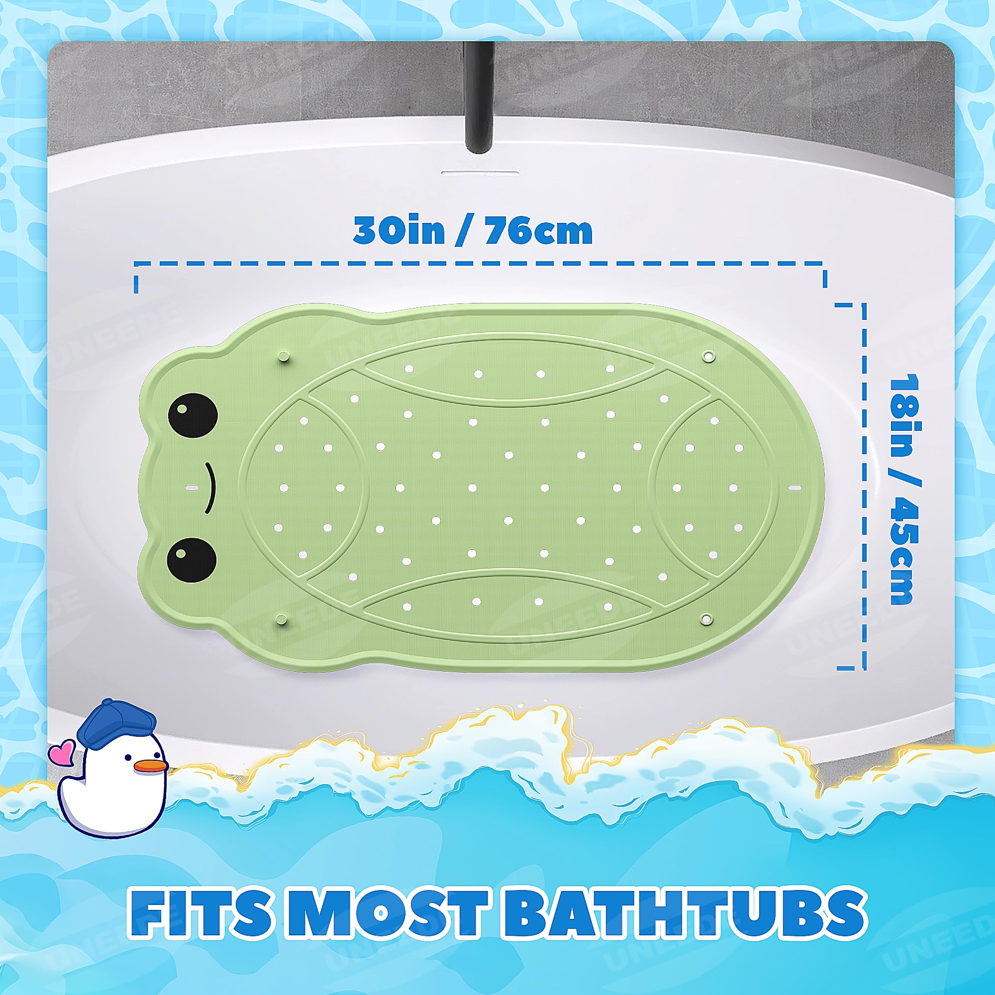 UNEEDE Mat size 30 by 18 inches fitting typical tubs