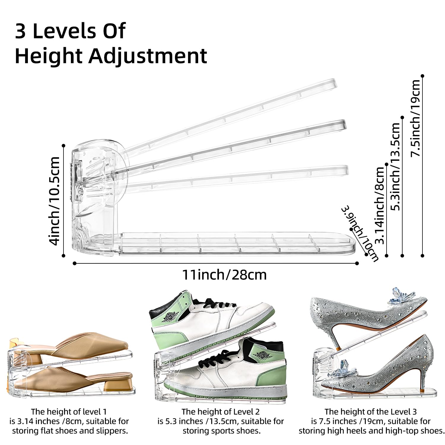 Uni HIMO three-level adjustable rack adapts to different shoe heights.