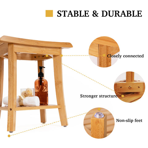Unibambou bamboo shower bench designed for seniors with easy-handling design.