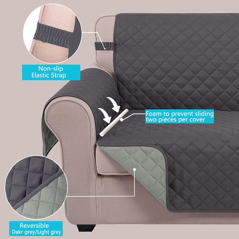 U-NICE HOME loveseat cover with anti-slip elastic straps stays in place.