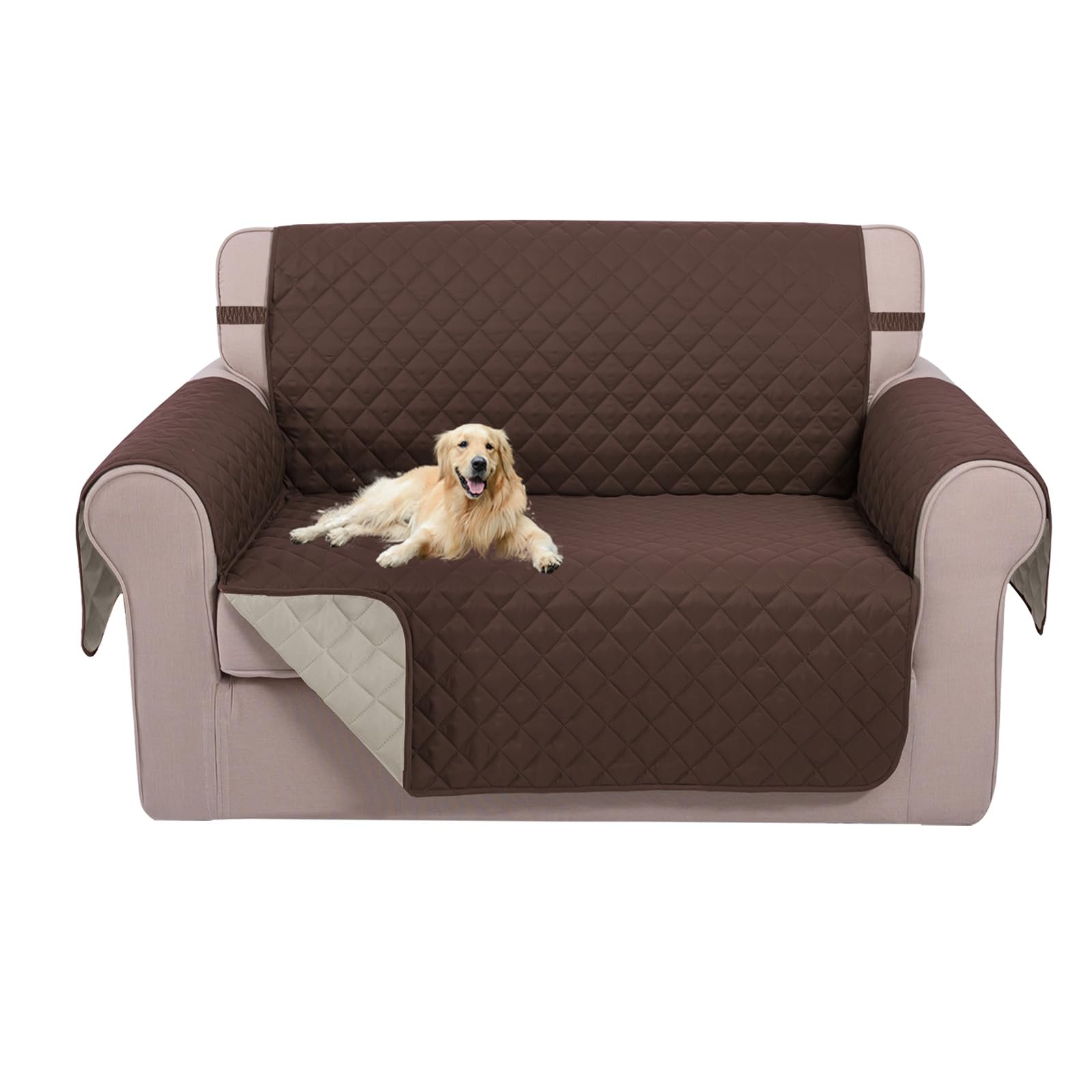 U-NICE HOME loveseat cover front view shows water-repellent 3-layer protection against spills