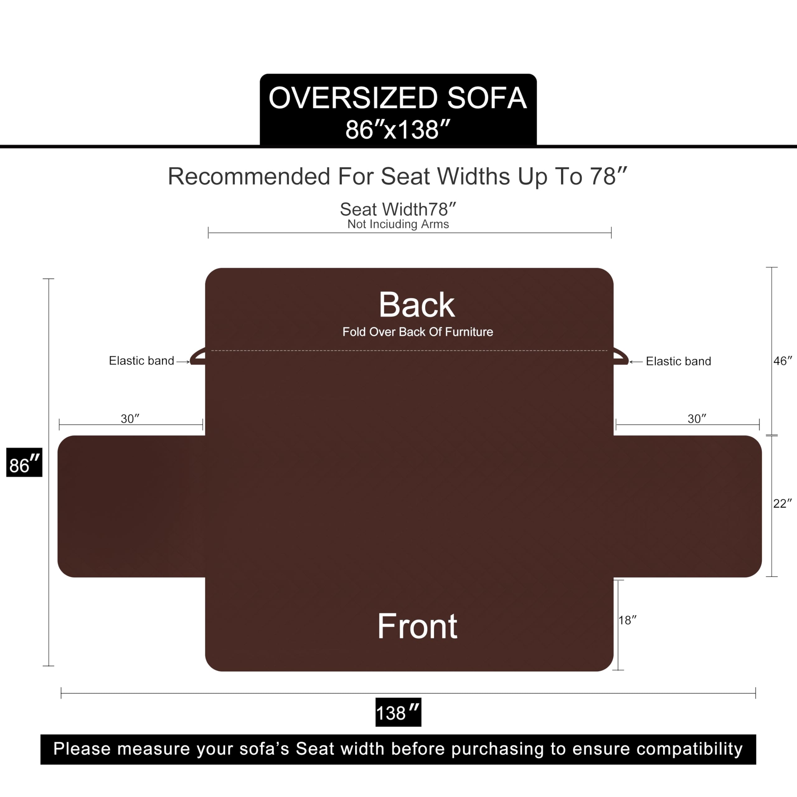 U-NICE HOME oversized sofa cover fits up to 78 inches