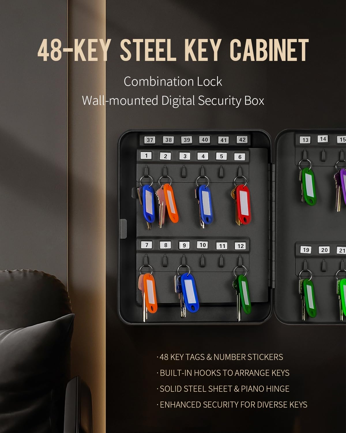 Uniclife color-coded key tags in nine colors for labeling.
