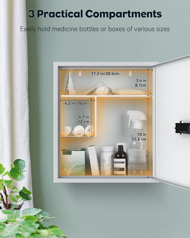 Uniclife wall medicine cabinet with code lock in use offers convenient, keyless access.