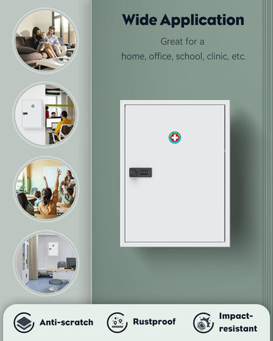 Uniclife wall-mount cabinet interior organization with multiple compartments.