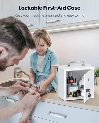 Uniclife wall-mount cabinet large capacity fits bottles and boxes.