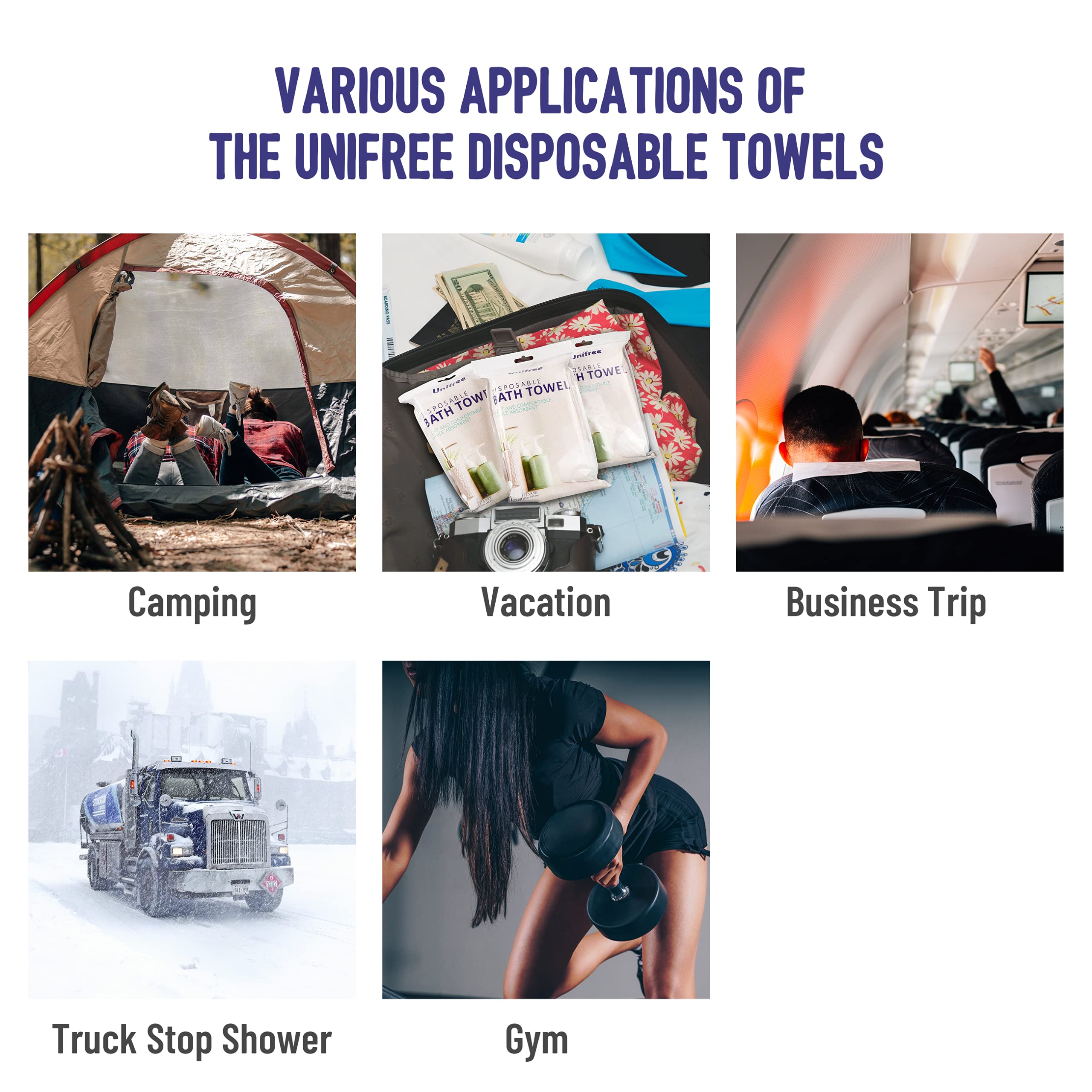 UNIFREE towels absorb quickly, ideal for gym and camping