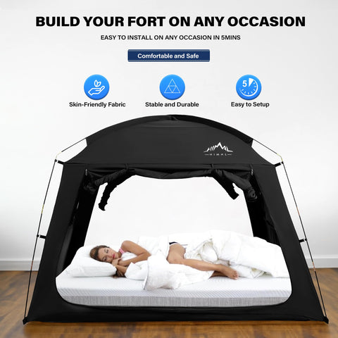 UniHimal bed tent black fabric showcases light-reducing design
