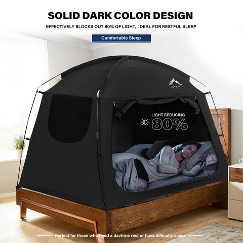 UniHimal bed tent built-in hooks for lights and belongings