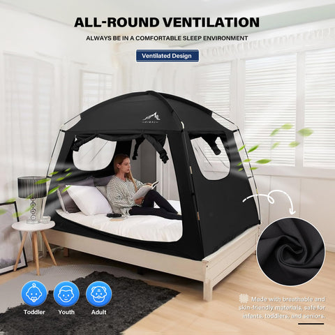UniHimal bed tent with mesh windows for airflow and privacy