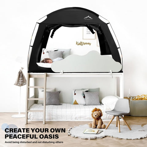 UniHimal bed tent folded into a compact carry bag for travel