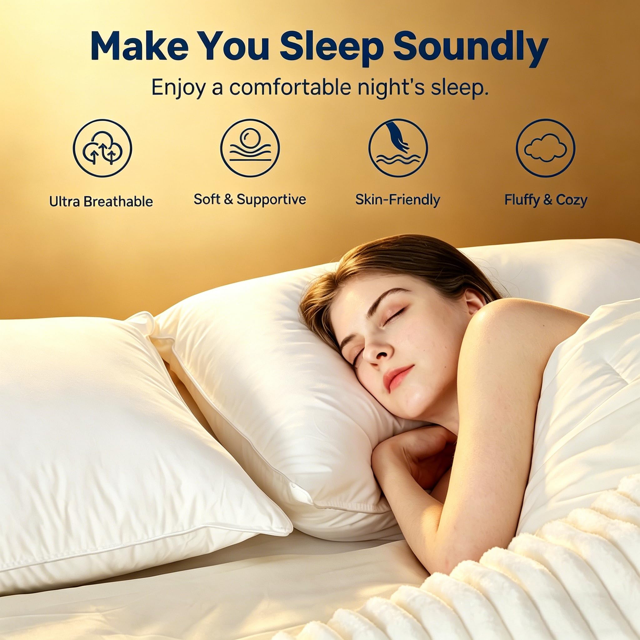 UNIKOME 100% cotton cover close-up highlights breathable texture for cool, comfortable sleep