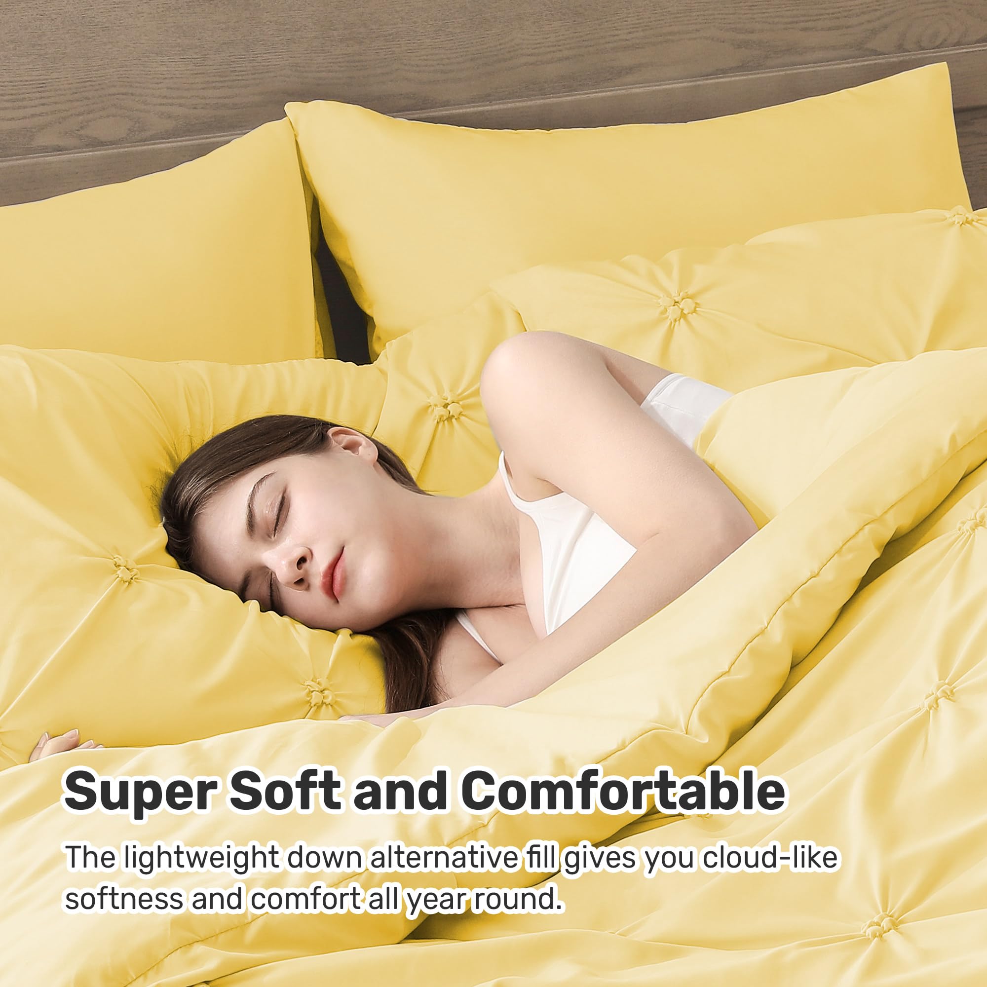 UNIKOME all-seasons down-alternative fill provides light warmth on chilly nights.