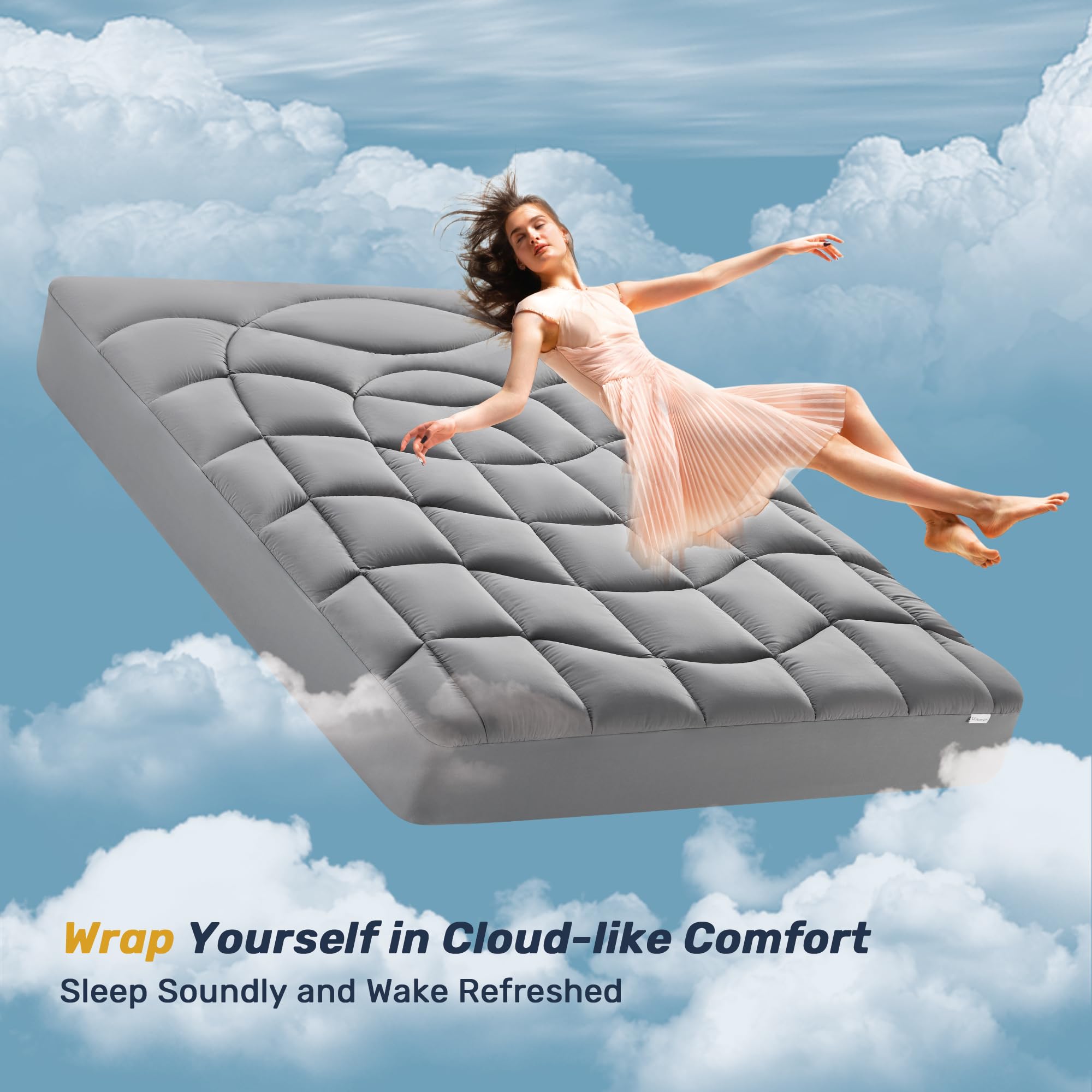 UNIKOME ergonomic quilted topper contours the body.