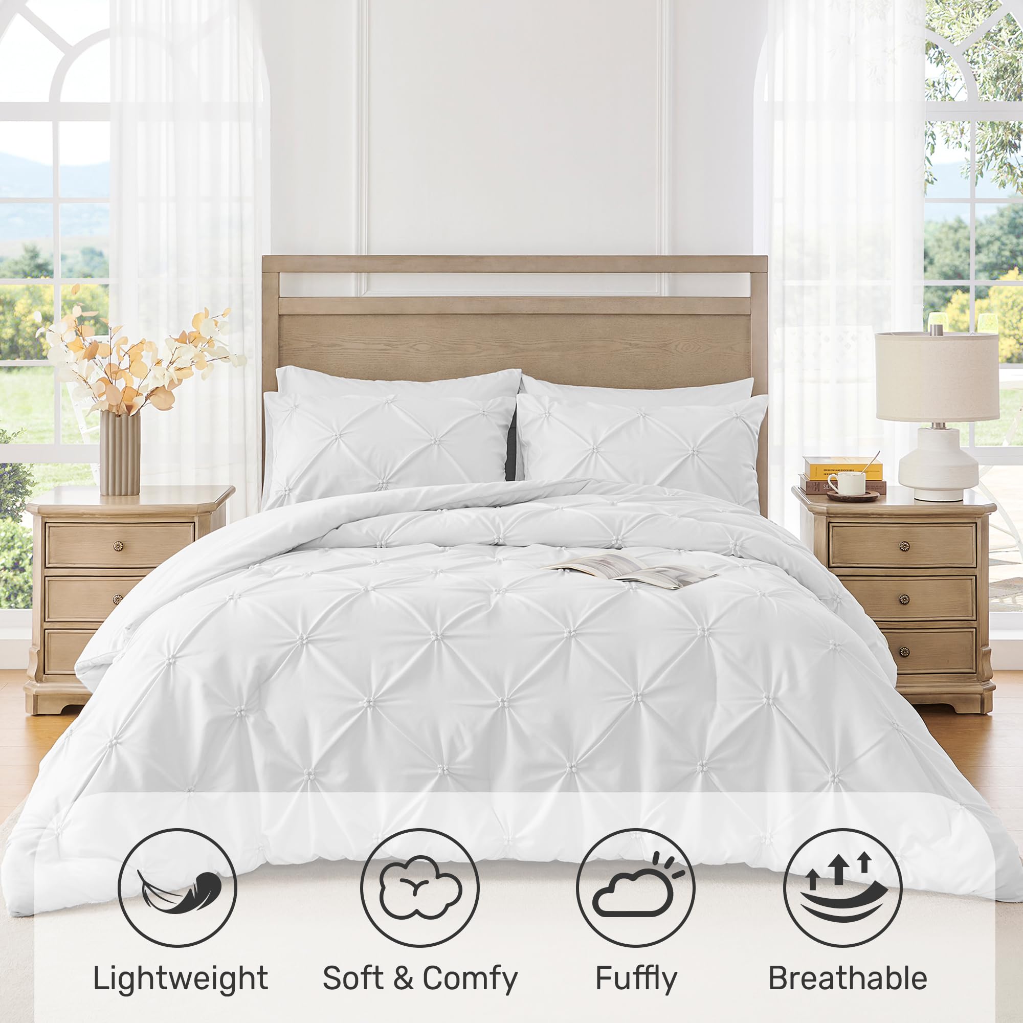 UNIKOME Queen Comforter Set displayed on a neatly made bed for cozy décor