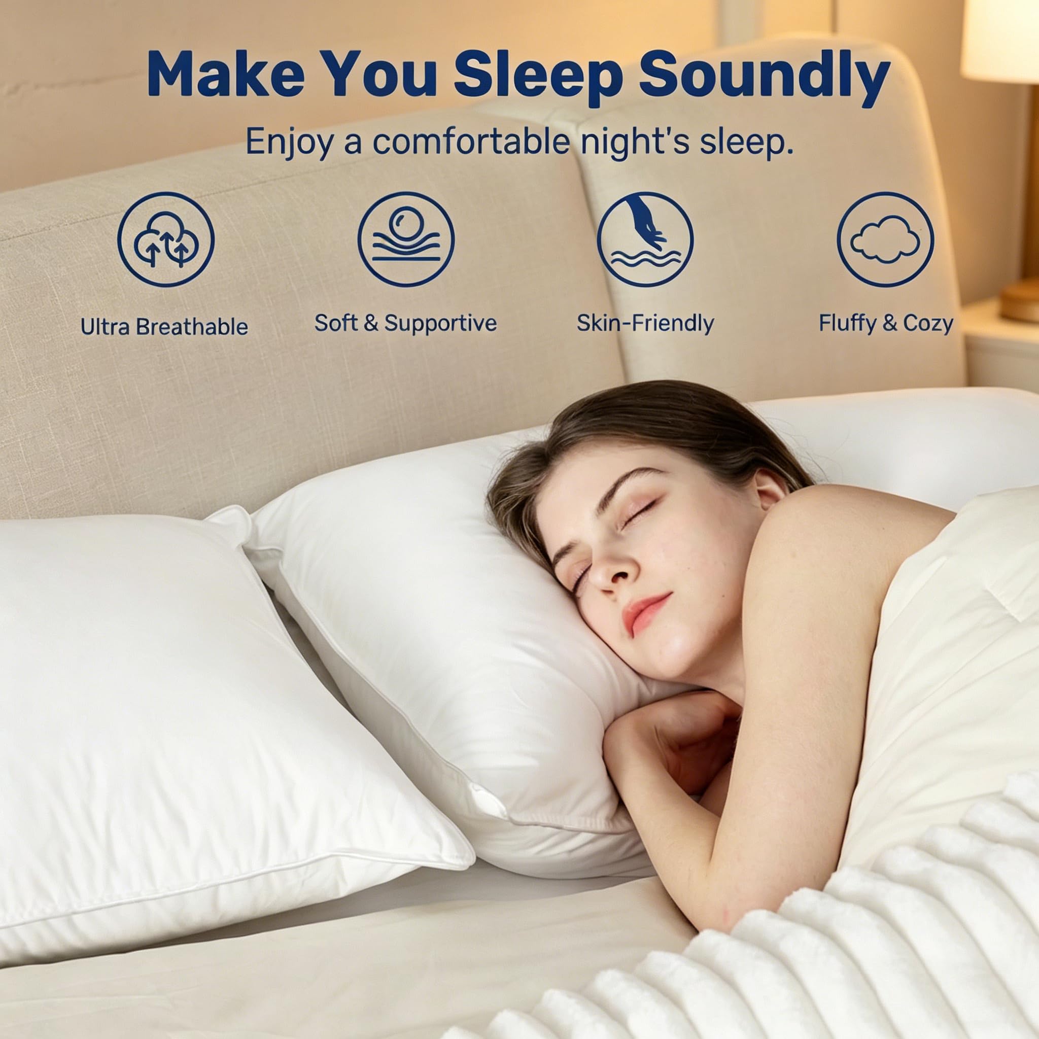 UNIKOME Ultra Soft Pillow back sleeping support and neck alignment