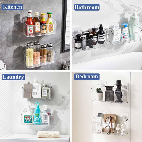 UNIKON bath toy storage adhesive back mounting for stable, drill-free installation.
