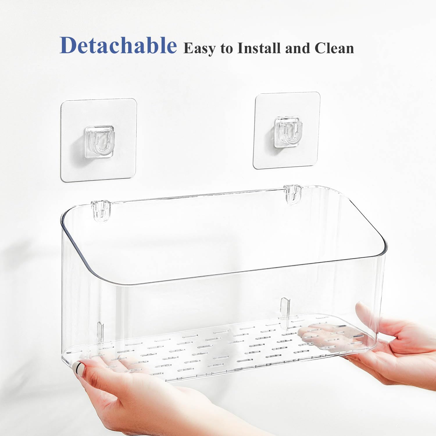 UNIKON bath toy storage mounted in shower keeps toys organized within reach.