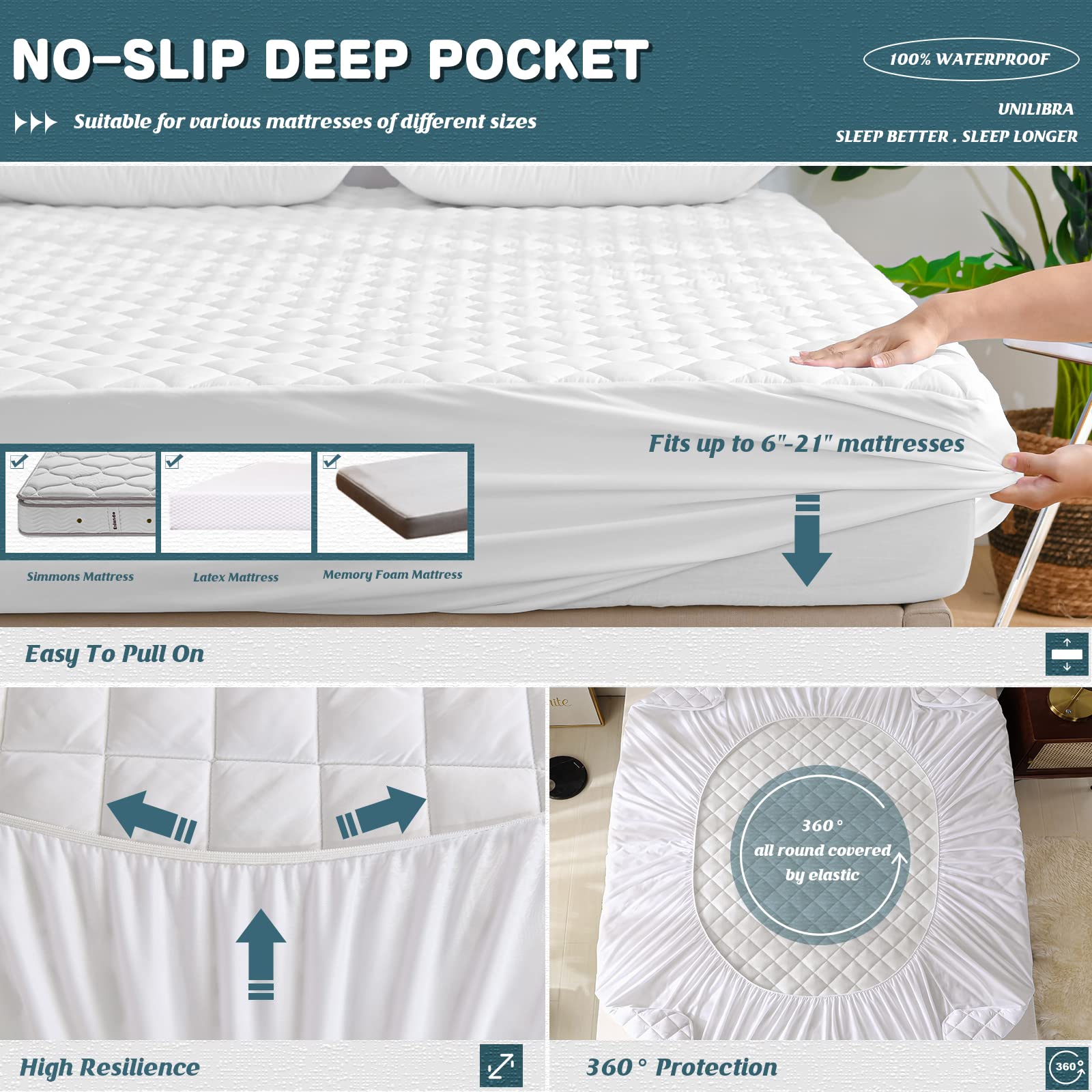 UNILIBRA noiseless protector maintains quiet, undisturbed sleep.