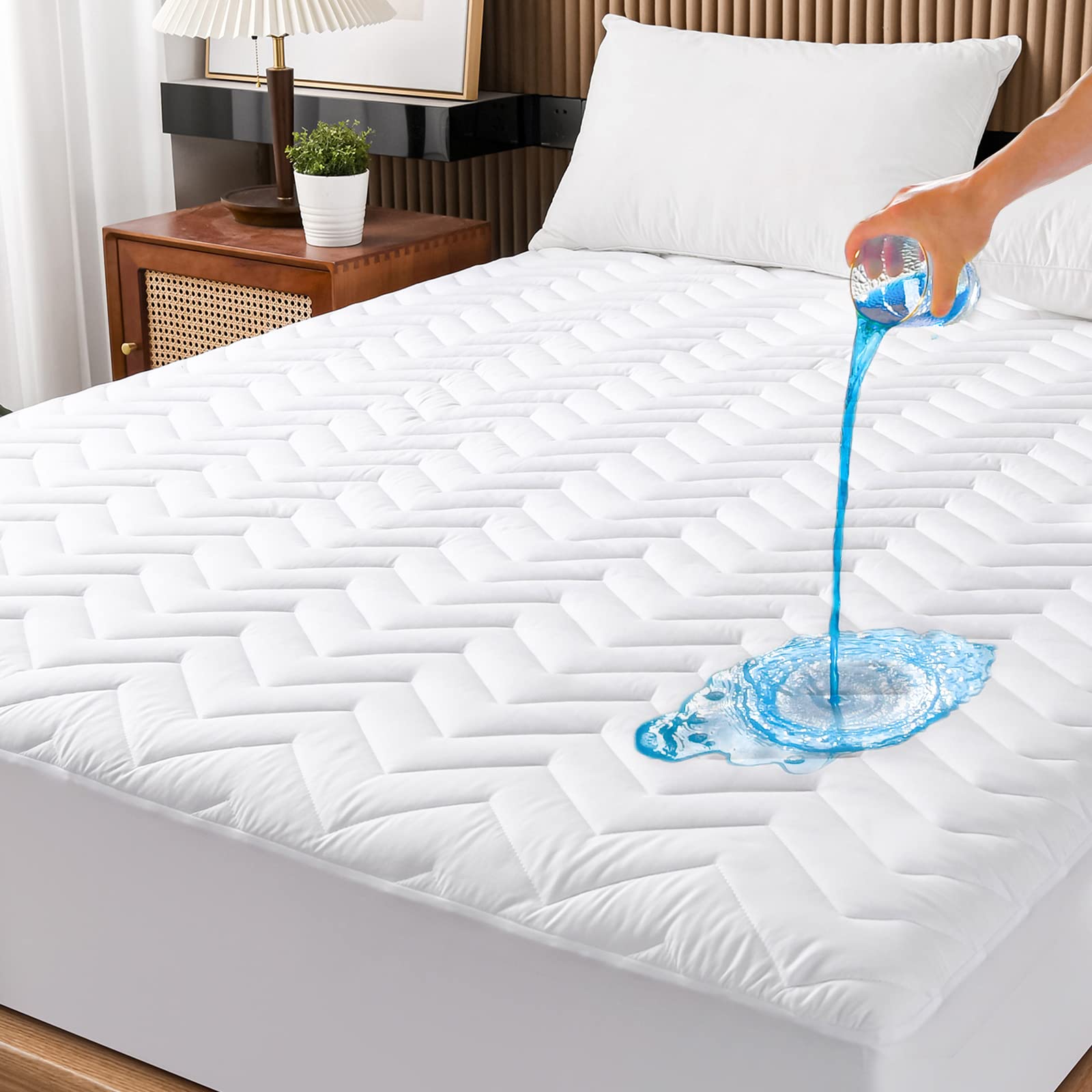 UNILIBRA queen mattress protector top surface showing soft, breathable fabric for comfortable sleep