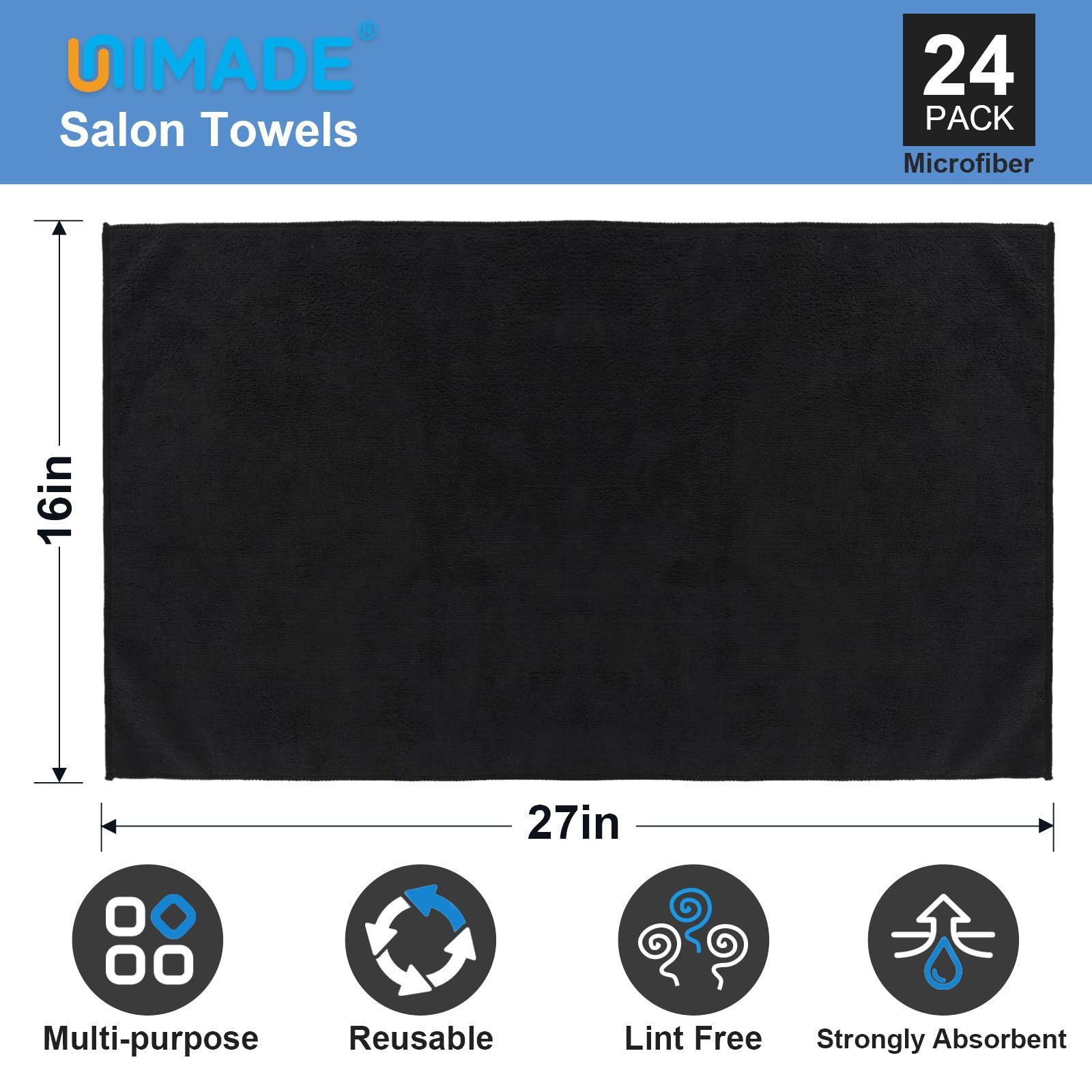 UNIMADE 16x27-inch towels closeup shows absorbent microfiber for fast drying