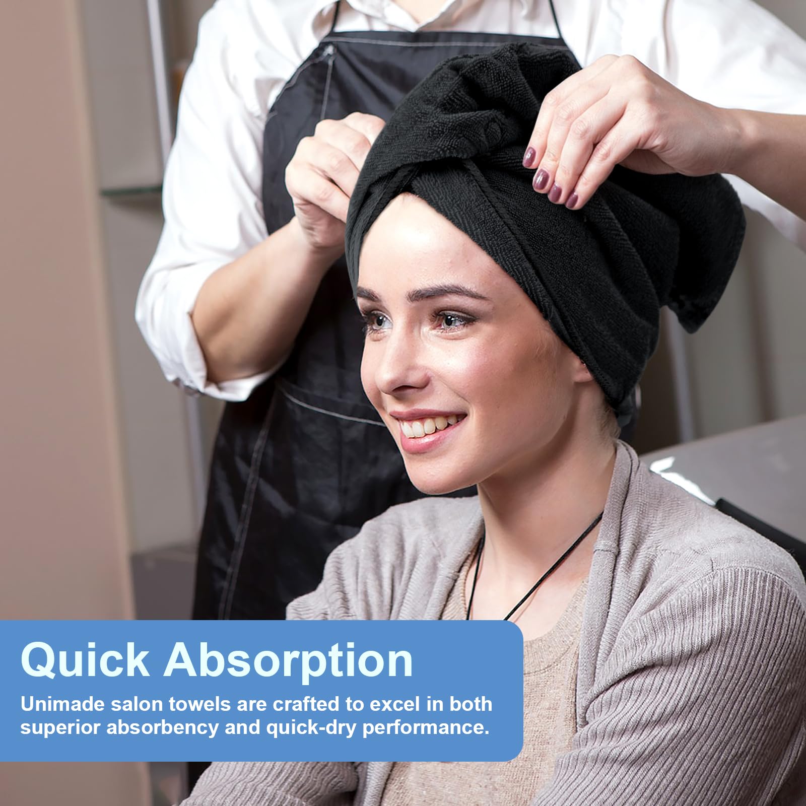 UNIMADE microfiber towel texture highlights soft touch and quick moisture pickup