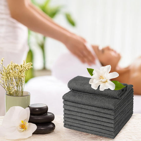 UNIMADE washcloths shown in hotel spa setting for guest-ready cleanliness.