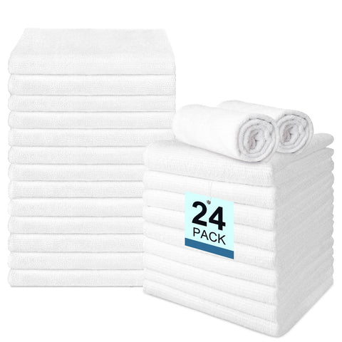 UNIMADE 24-pack hand towels, white 16x27, ideal for quick drying in busy spaces.