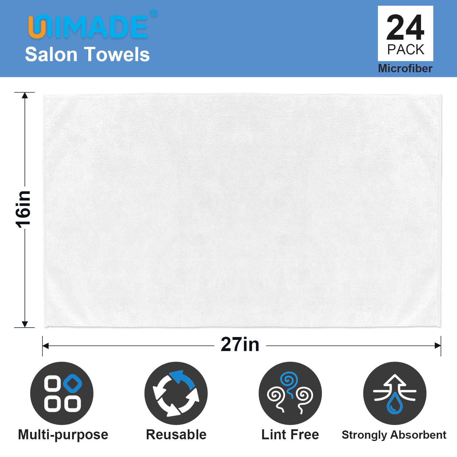 UNIMADE microfiber towels deliver high absorption for bathrooms and hotel guest areas.