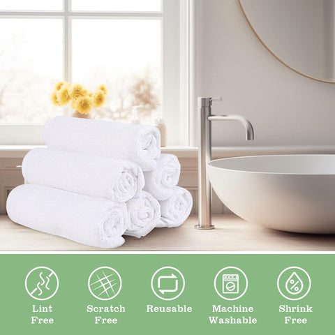UNIMADE white washcloths in hotel and spa setup for professional ambiance