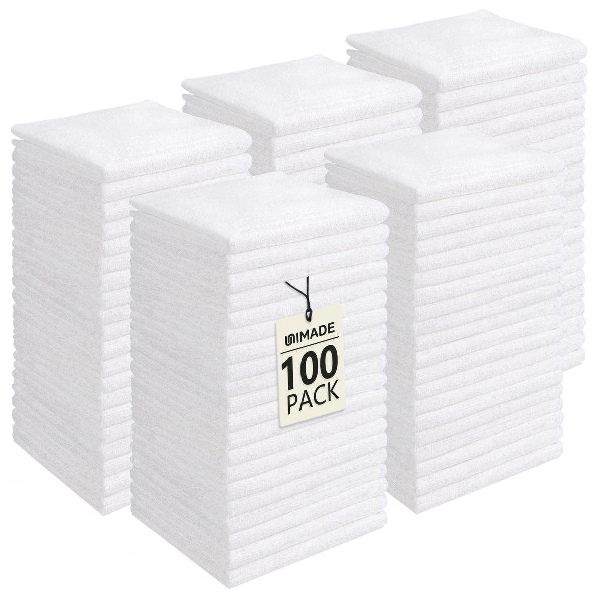 UNIMADE washcloths 12x12 square showing compact daily-use size and quick-drying performance