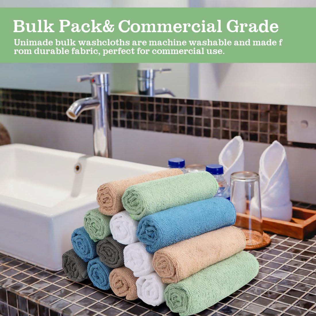 UNIMADE absorbent microfiber soaks up moisture for quick cleansing.