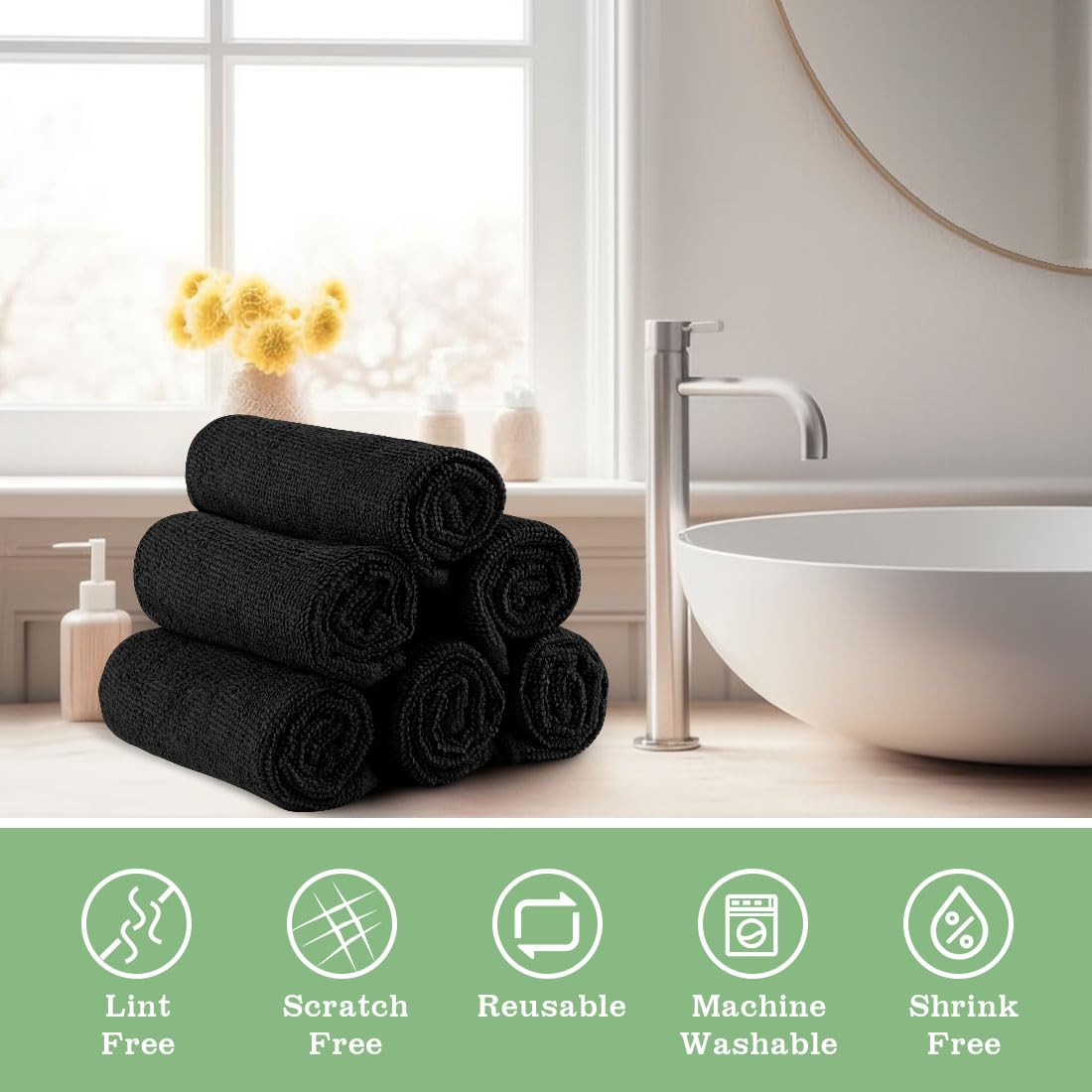 UNIMADE washcloths in a hotel spa setup for guest comfort