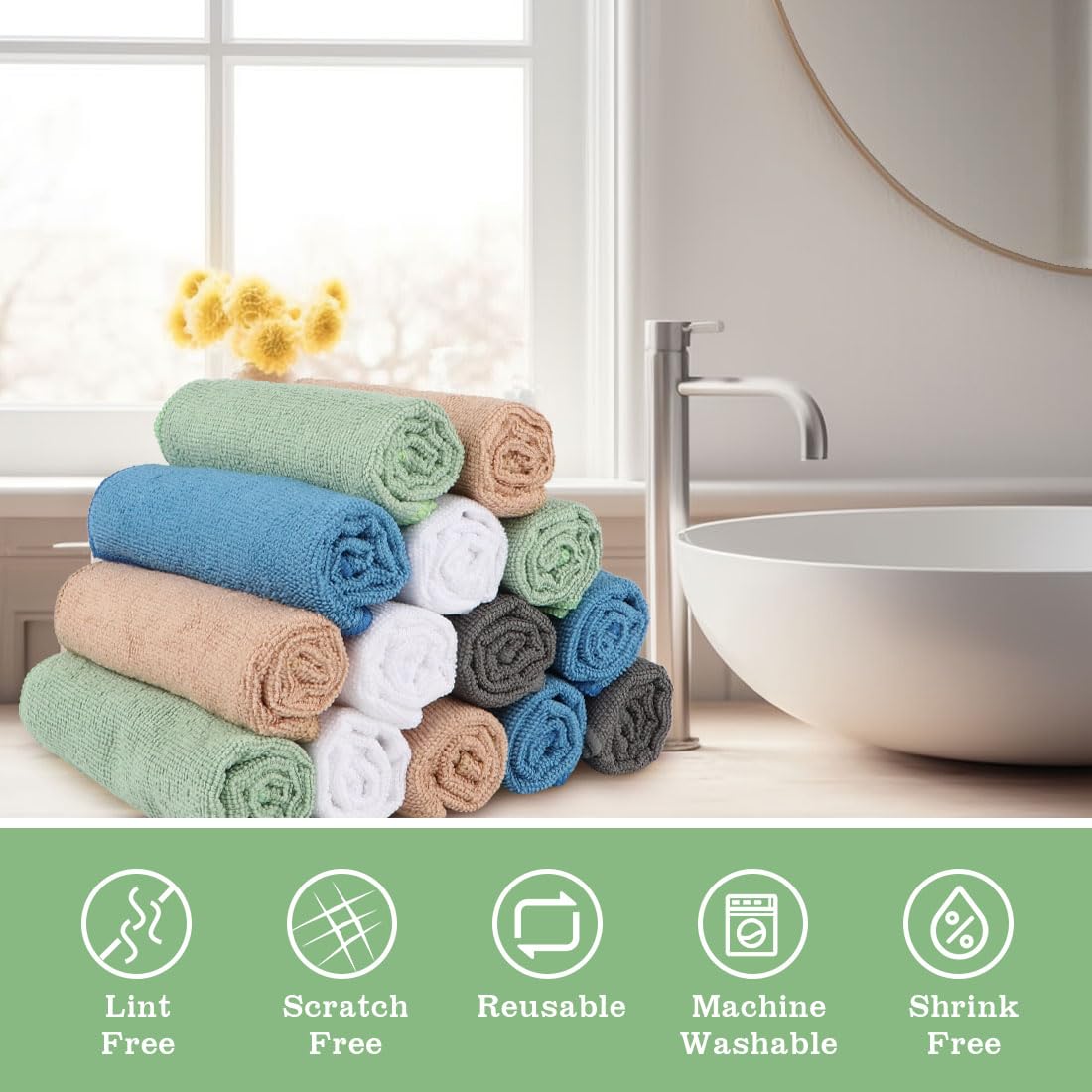 UNIMADE washcloths quick-dry design keeps counters dry and hygienic.
