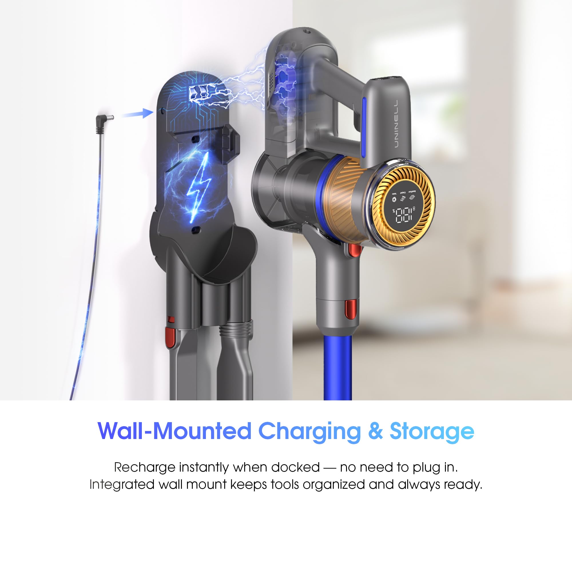 UNINELL HOME charging dock with filtration maintains full charge and clean air
