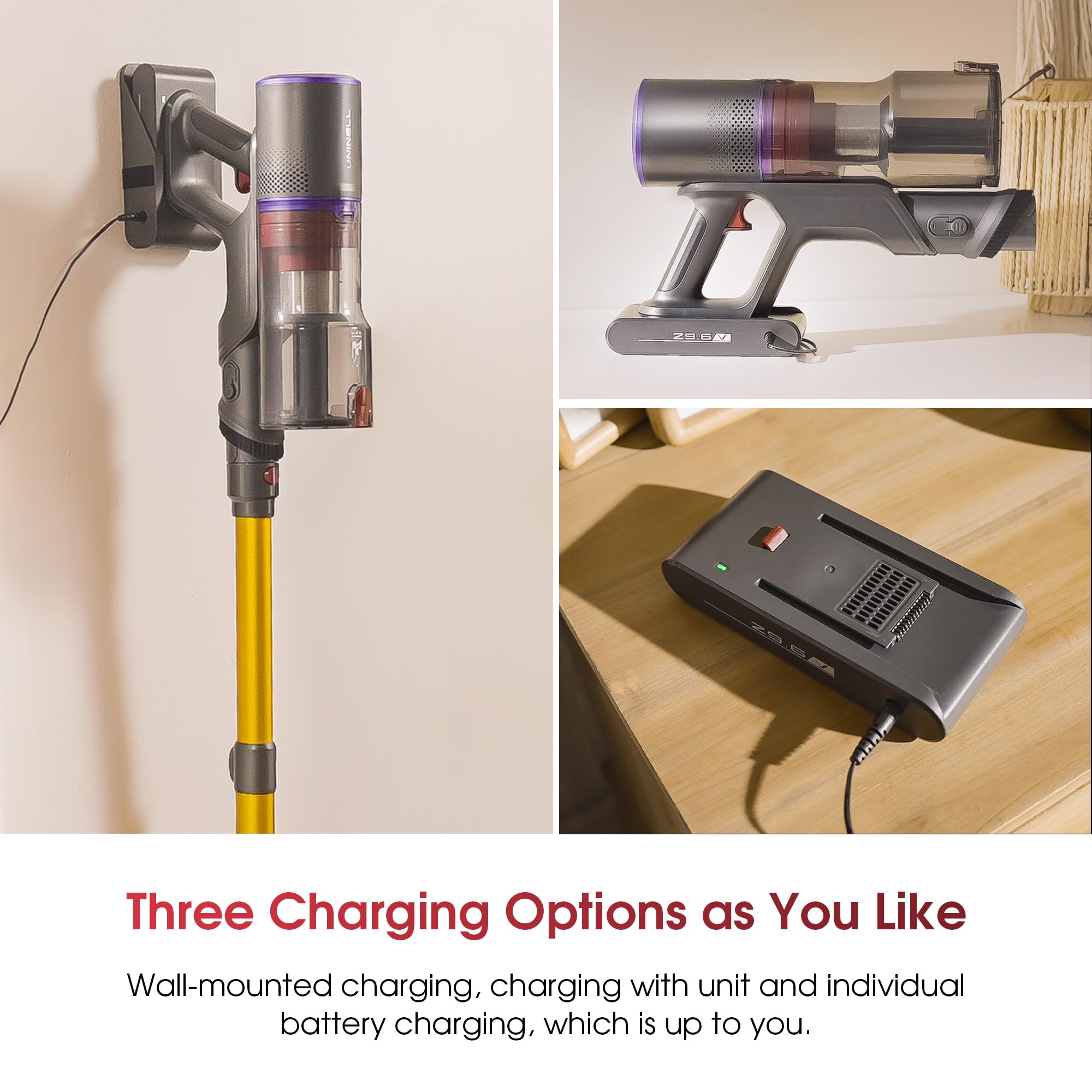 UNINELL HOME cordless vacuum self-standing for easy parking