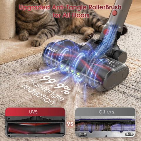 UNINELL HOME V-shaped anti-tangle brush head reduces hair wrap