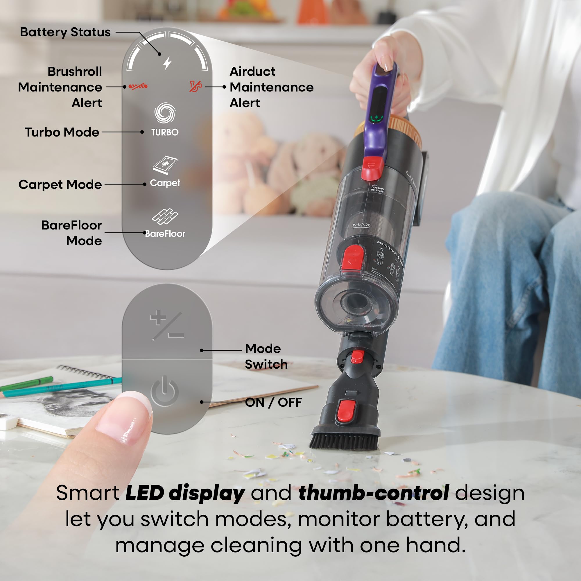UNINELL HOME UV2 features removable battery charging for flexible setup.