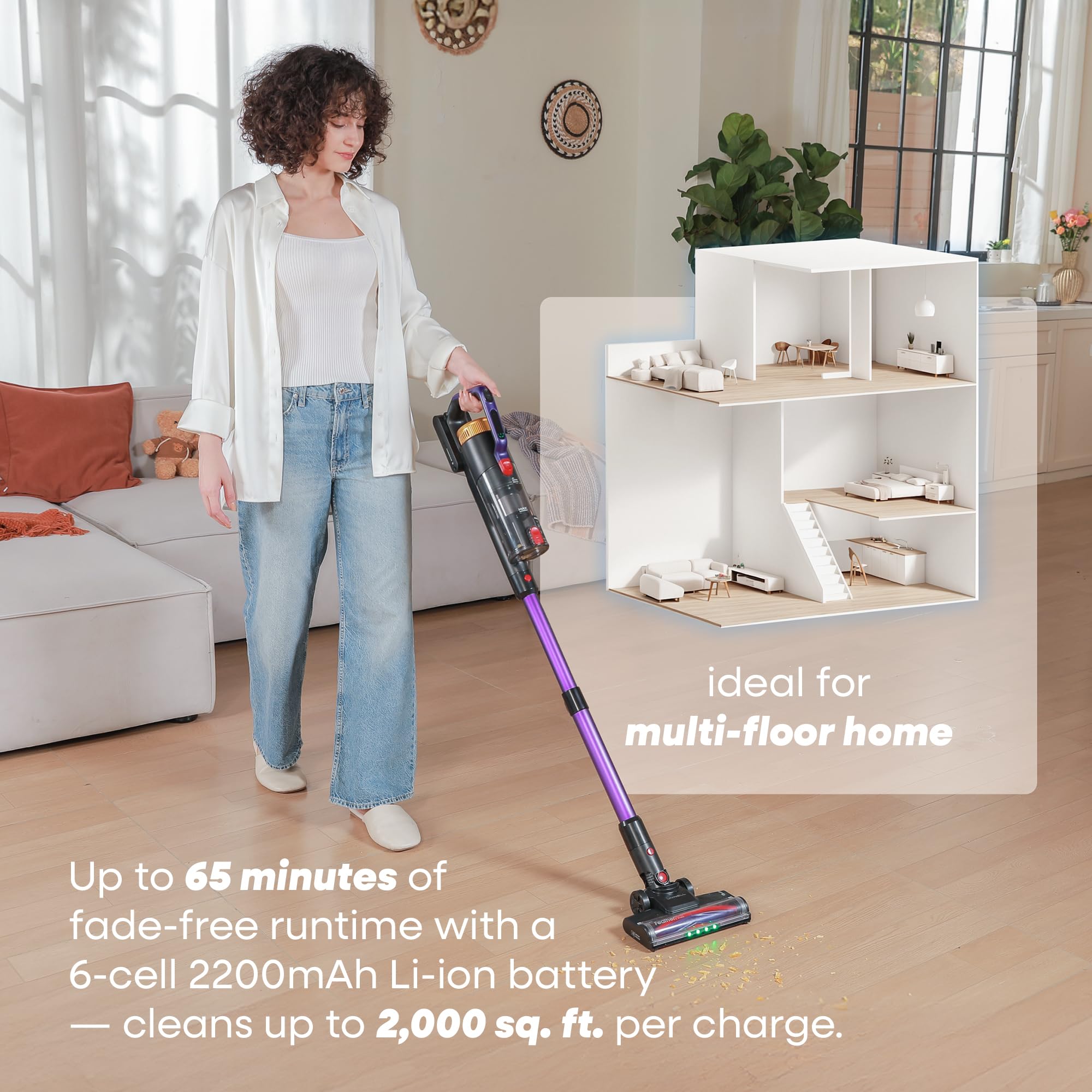 UNINELL HOME UV2 runs up to 65 minutes on a single charge for larger homes.