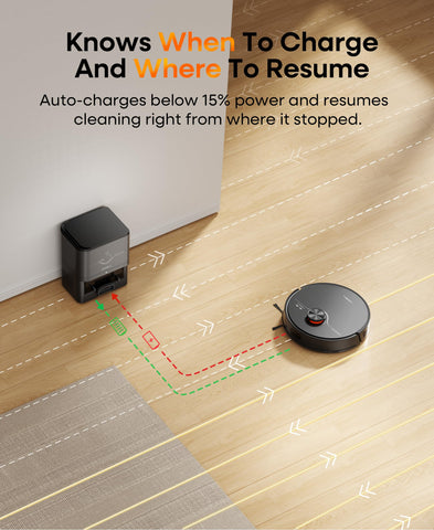 Uninell robot vacuum auto-recharge resumes cleaning automatically