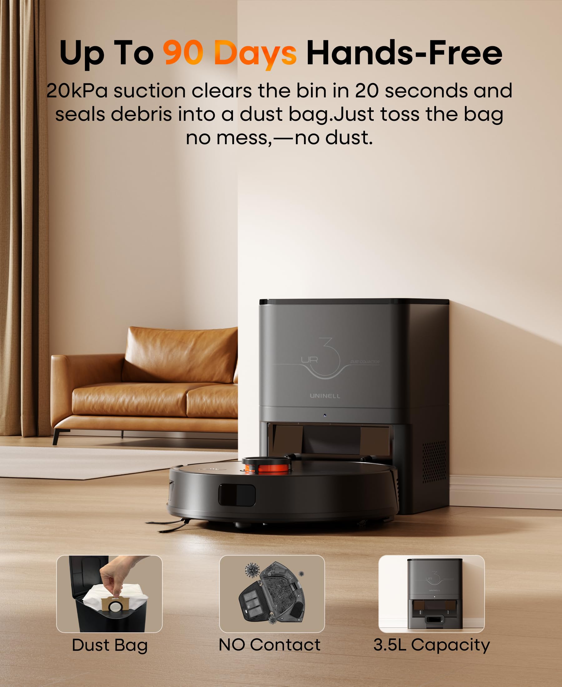 Uninell robot vacuum with LiDAR navigation maps efficiently