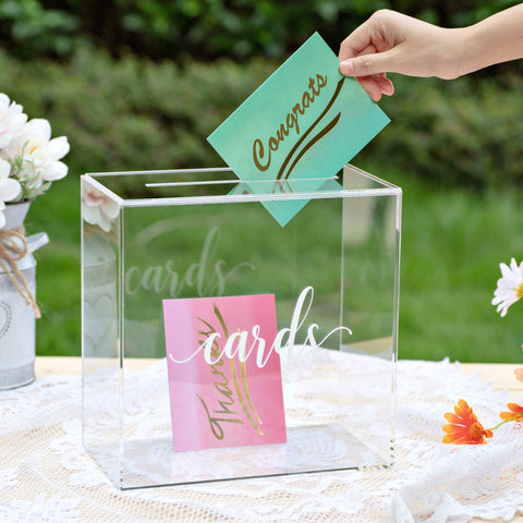 UNIQOOO card box with slot, lid open for easy guest drop at events
